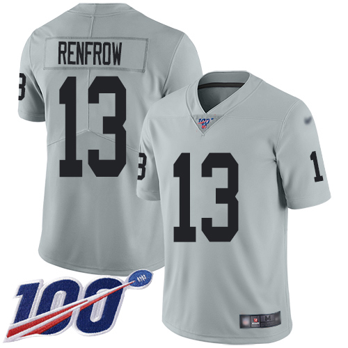 Men Oakland Raiders Limited Silver Hunter Renfrow Jersey NFL Football 13 100th Season Inverted Jersey